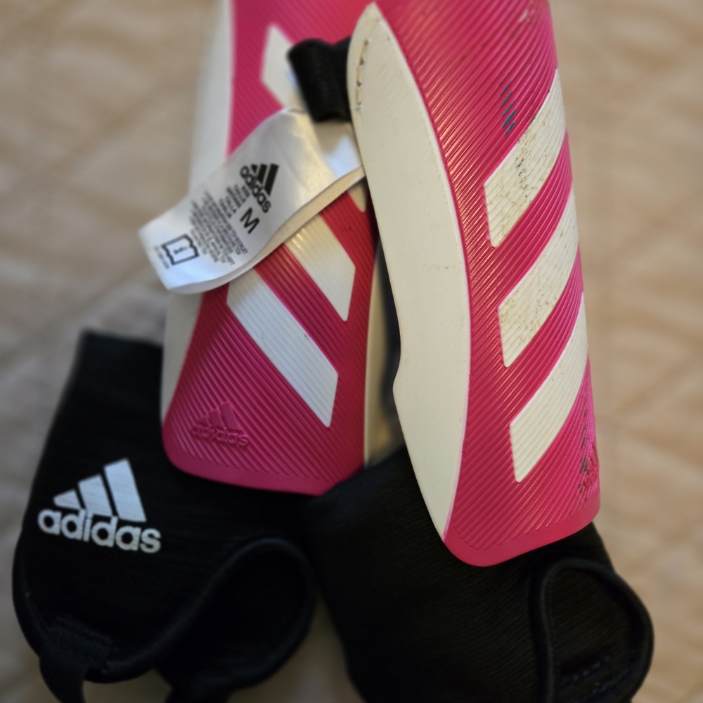 Adidas Pink and White Soccer Shin Guards